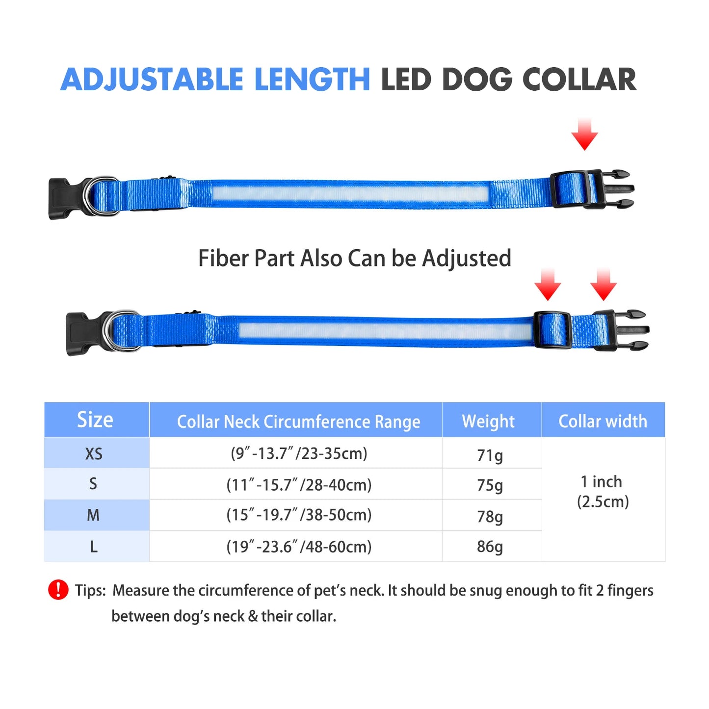 MASBRILL Dog Collar Luminous  Waterproof Safety Collars