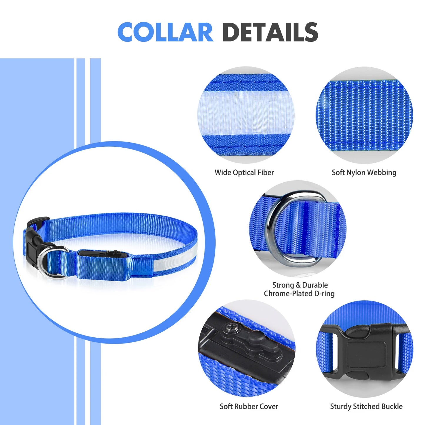 MASBRILL Dog Collar Luminous  Waterproof Safety Collars