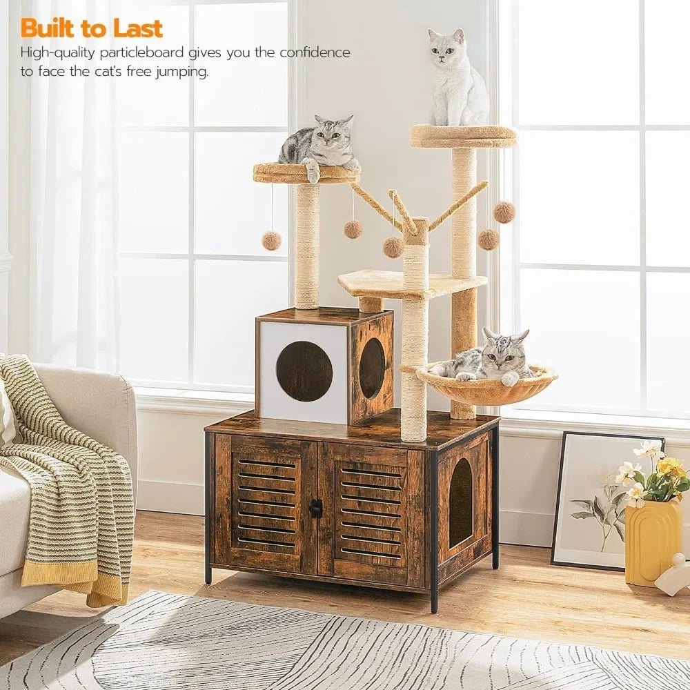 Cat Tree with Litter Box Enclosure