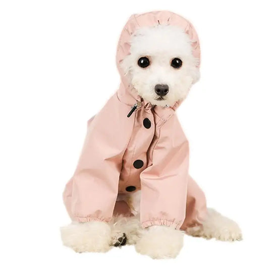 Dog Raincoat With Hood For Small Medium Dogs Puppy Clothes Pets Cats dogs Outwear Four Legged Solid Color Waterproof Jacket