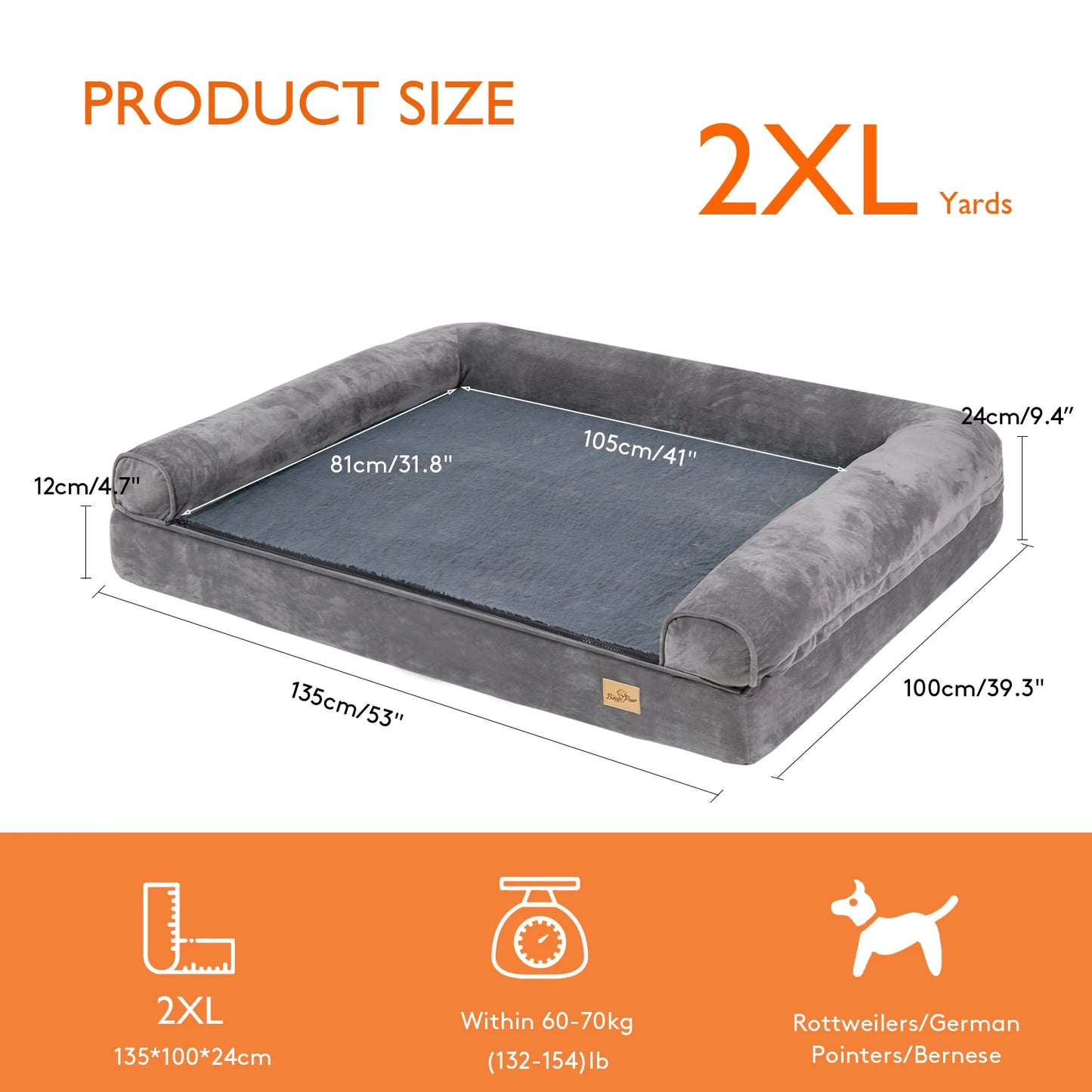 Dog Bed  Large Orthopedic Mattress Removable Washable Cover