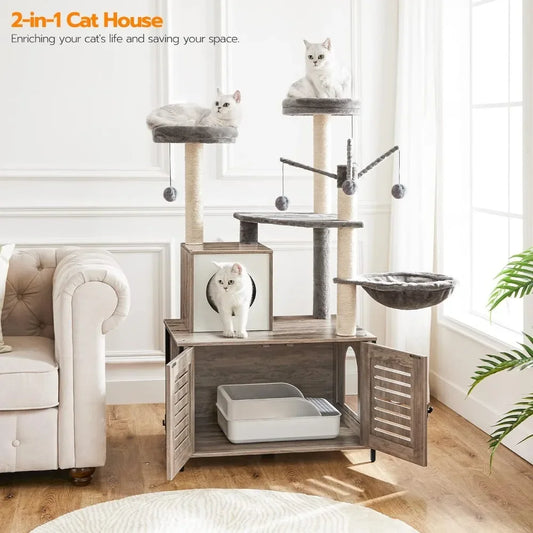 Cat Tree with Litter Box Enclosure