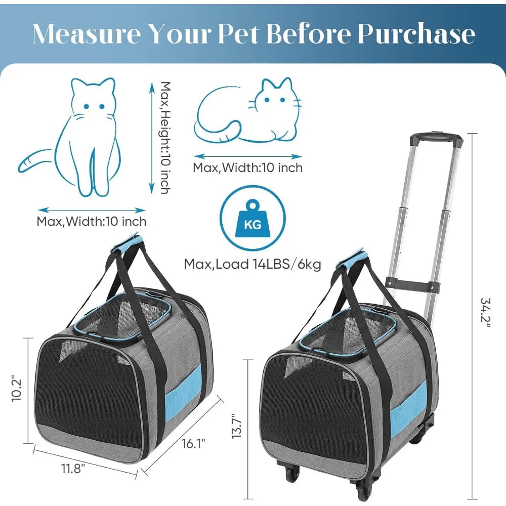 Portable Pet Carrier with Wheels