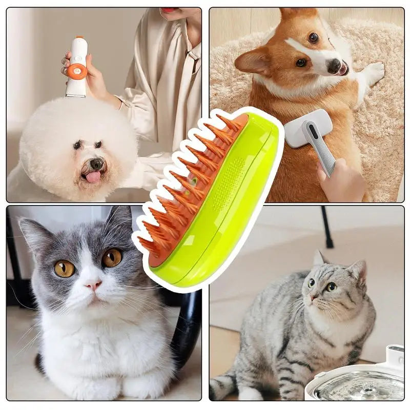 Dog and Cat Steamer Brush Electric Spray  Massage Pet Grooming