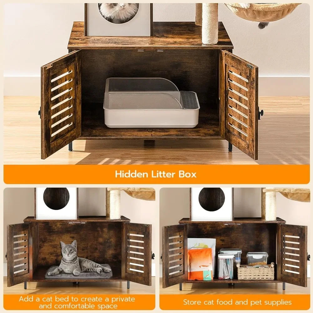 Cat Tree with Litter Box Enclosure