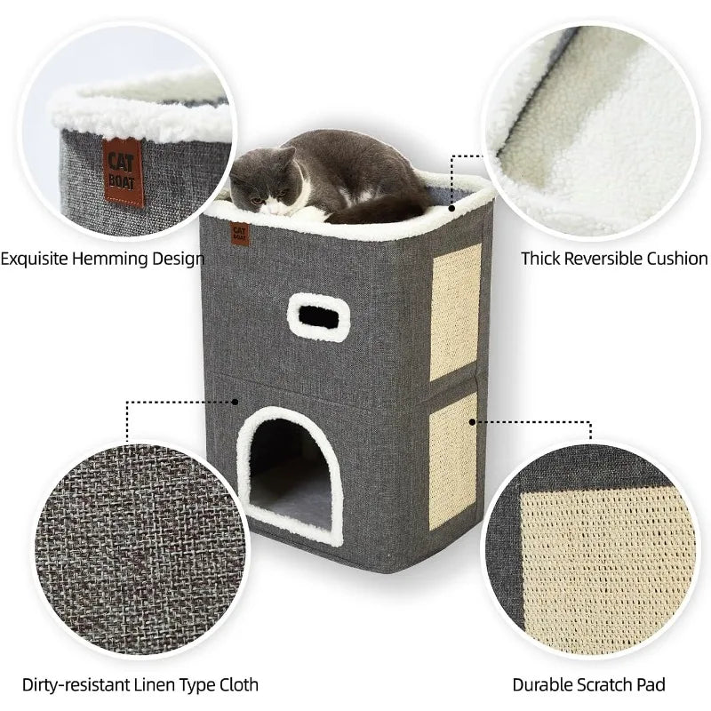 Cat House for Indoor Cats, Cute Modern Cat Condo