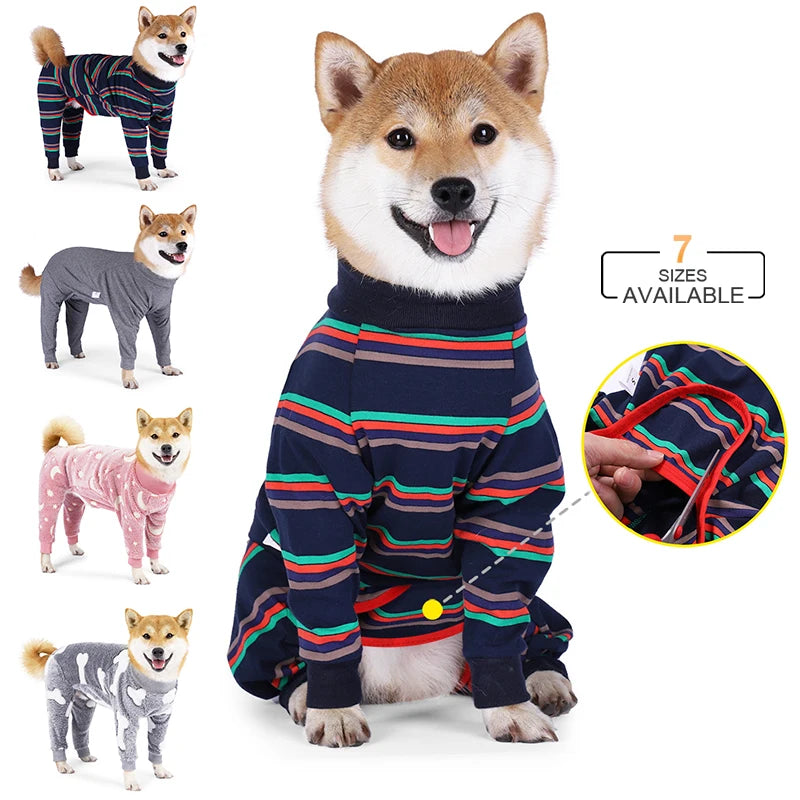 Winter Warm Dog Clothes Pet Dog Home Pajamas Flannel Dogs Sweatshirt for Medium Large Dogs Physiological Suit Labrador Costume