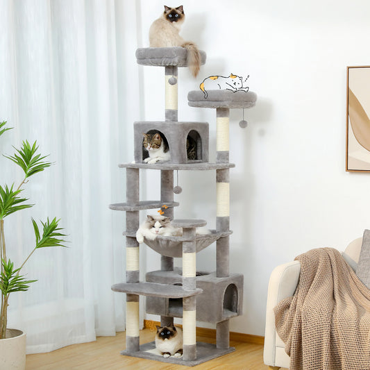 184cm Large Cat Tree and Tower for Indoor Cats  Scratching Posts  Hammock Padded Perches