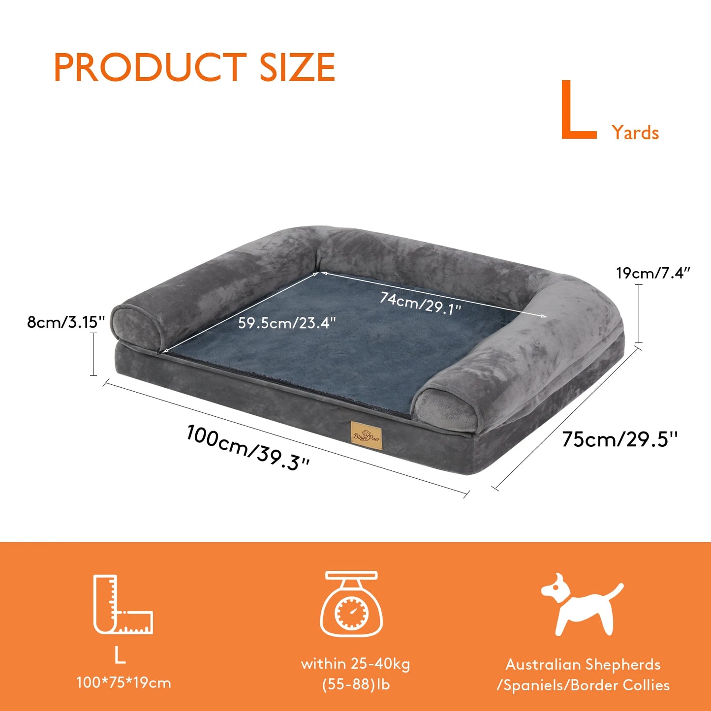 Dog Bed  Large Orthopedic Mattress Removable Washable Cover