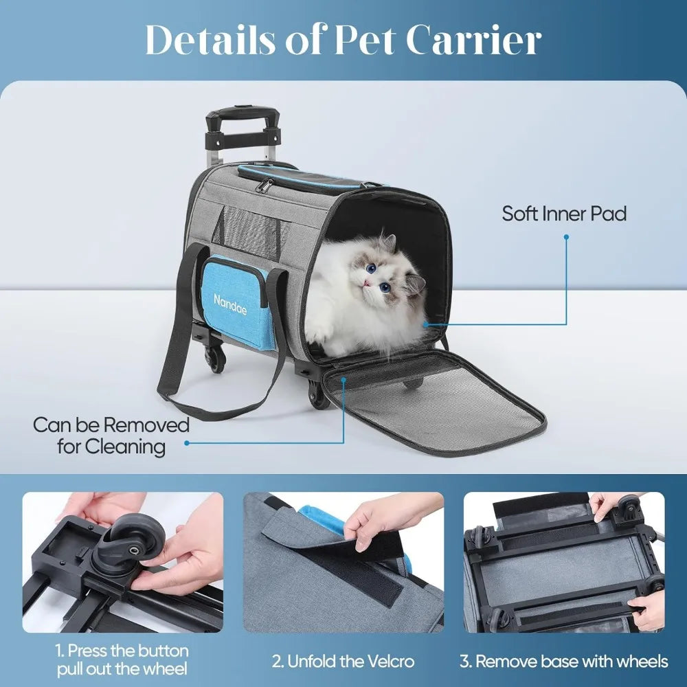 Portable Pet Carrier with Wheels