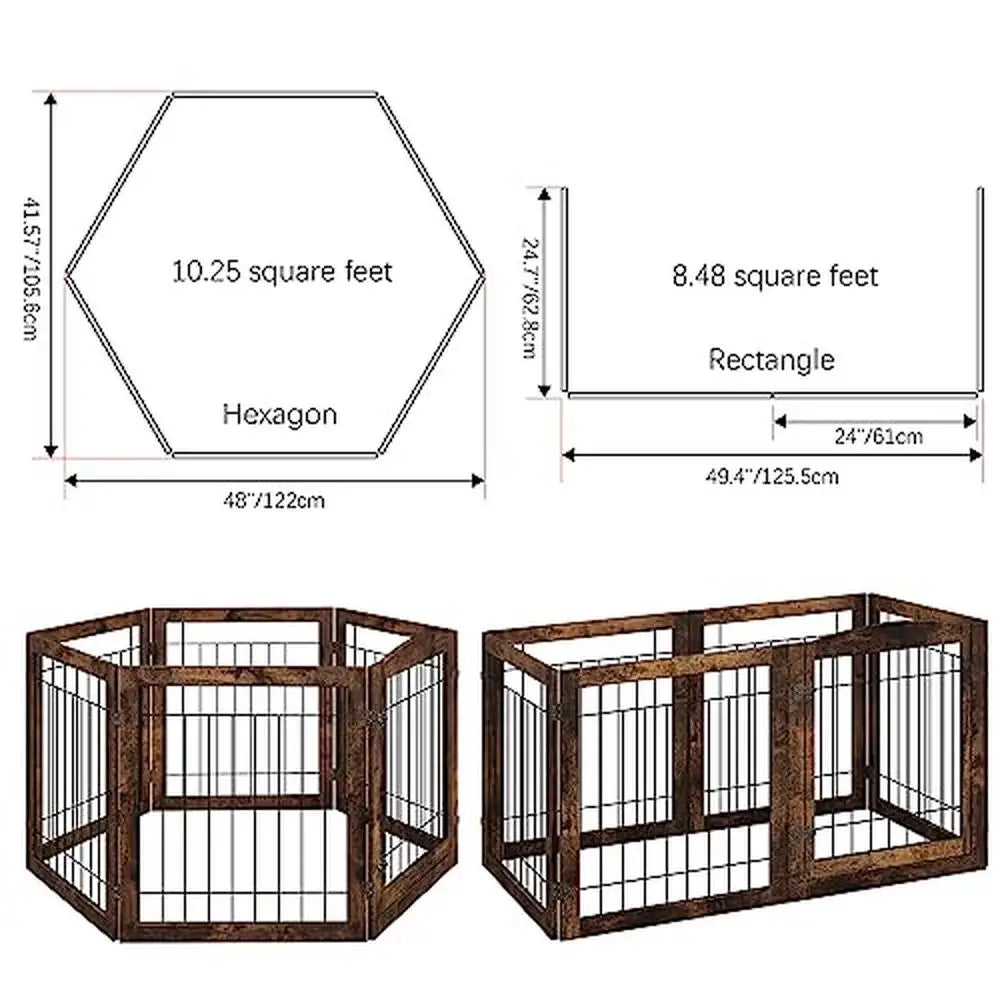 Expandable Wooden Pet Gate No-Assembly Dog Fence 144" Wide with Lockable Door Indoor Freestanding Accordion Puppy Gate 30" Tall