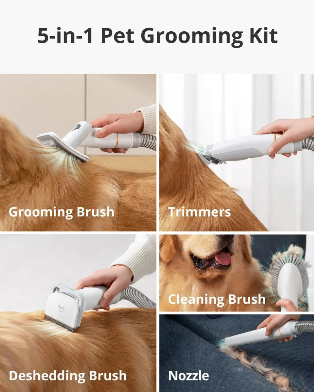 Pet Grooming Kit with Vacuum  Large Capacity Dust Box  Low Noise